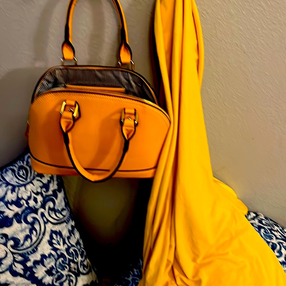Handbag with swim wrap/scarf. Yellow purse and scarf sold as a set.